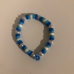 Blue clay bead bracelet